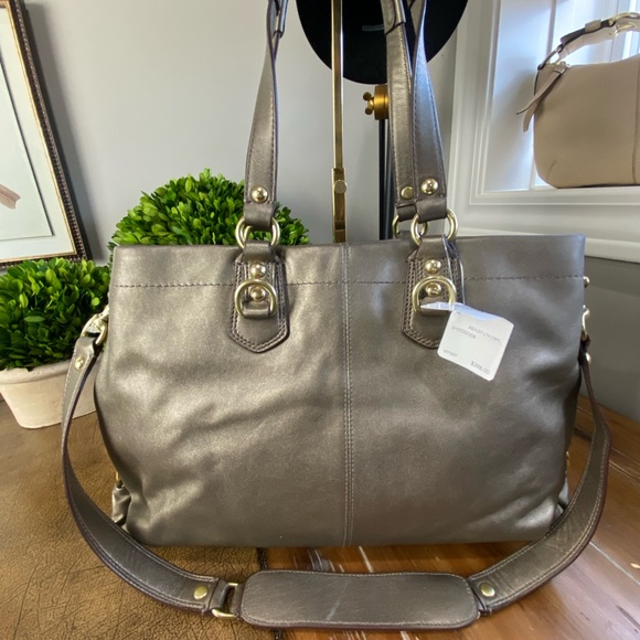 Coach NWT Ashley Carryall in Metallic Steel Pewter/Silver - Picture 6 of 15